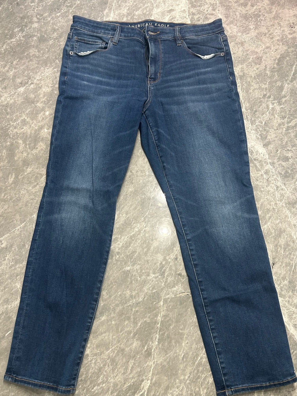 American Eagle Outfitters Men's Slim Straight Jeans - Medium Wash Blue